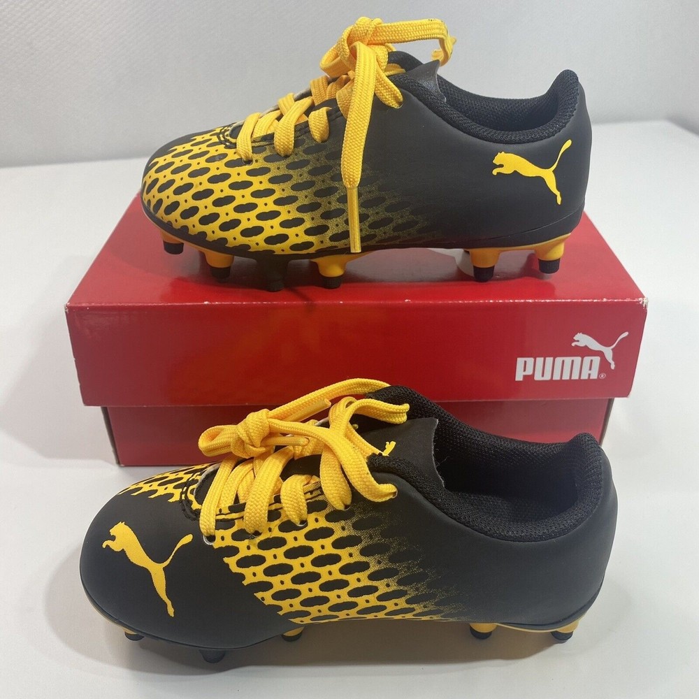 Puma Spirit 3 FG Jr Black Yellow Junior Cleats Shoes size 8 US